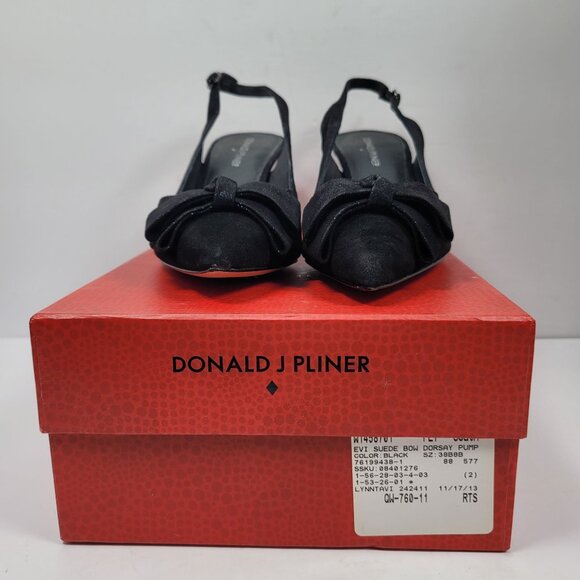 Donald J Pliner Women's Black Suede Bow Dorsay Pumps US Size 8M - Picture 2 of 10